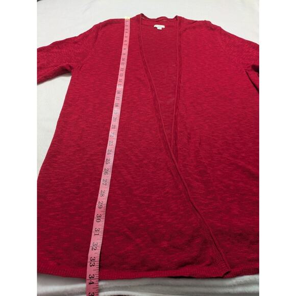 J. Jill Cardigan XL Tall Linen Cotton Red Knit Open Front Tunic Beachy Casual - Picture 8 of 9